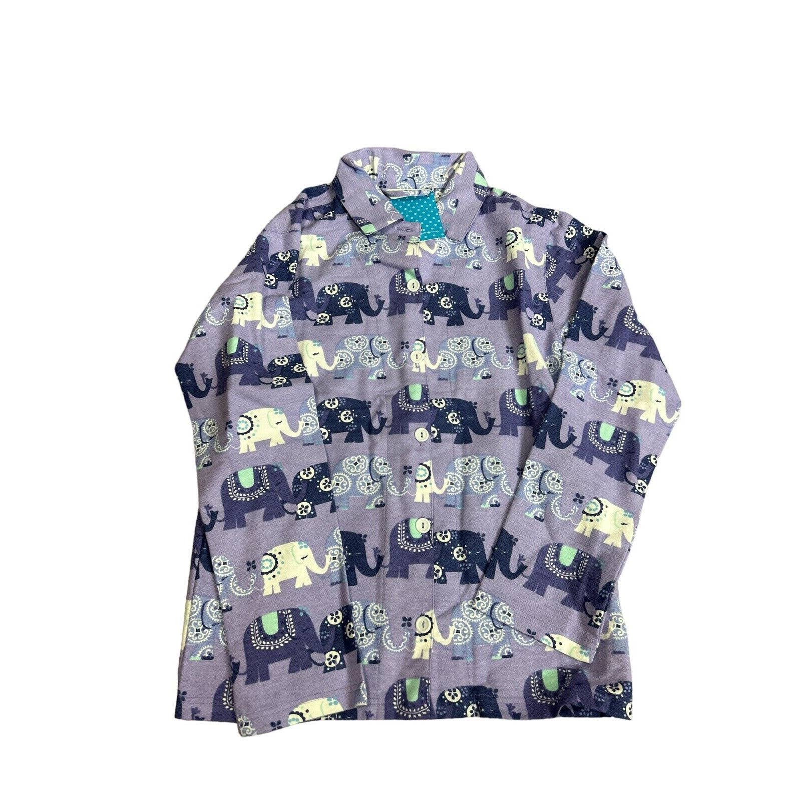Garnet Hill Kids’ Flannel Sleepwear Pj Top New Size Xlarge Purple Elephant